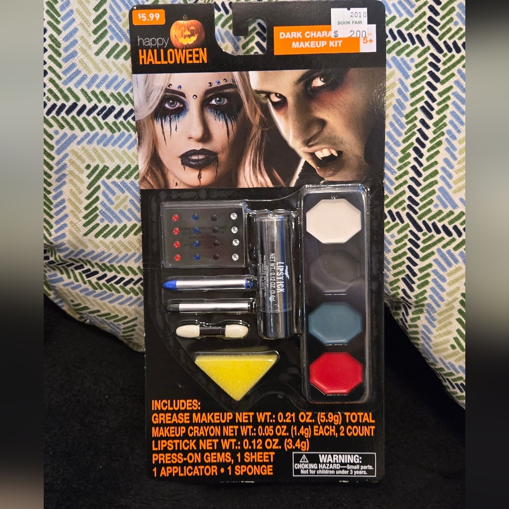 Halloween Makeup Kit with Lipstick - Black, White, Red, Blue
